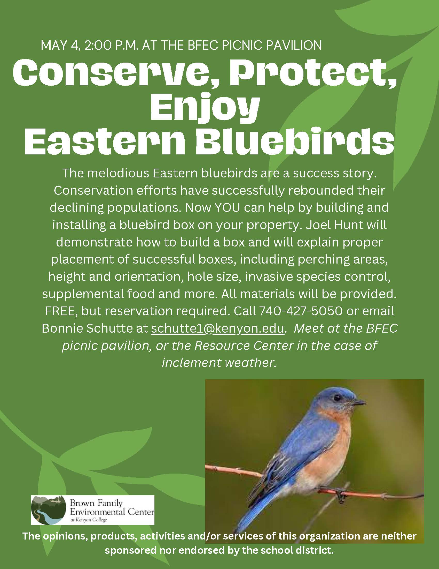 Enjoy Eastern Bluebirds Brown Family Environmental Center button link.